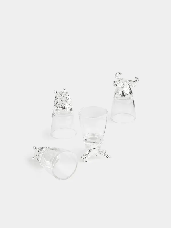 Стопка для водки, 4 шт, в кожаном кейсе, Бык и лошадь, Bar, image-3