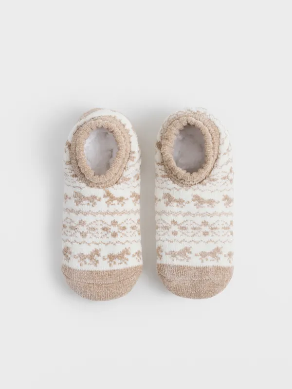 Носки домашние, песочно-молочные, Hot winter, image-0