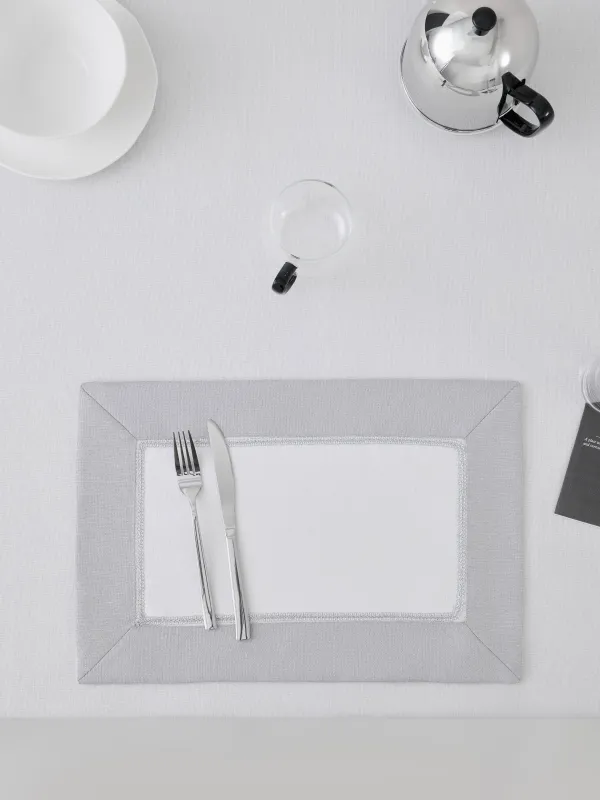 Салфетка под приборы, 30х45 см, 2 шт, полиэстер, бело-серая, Milky way, image-3