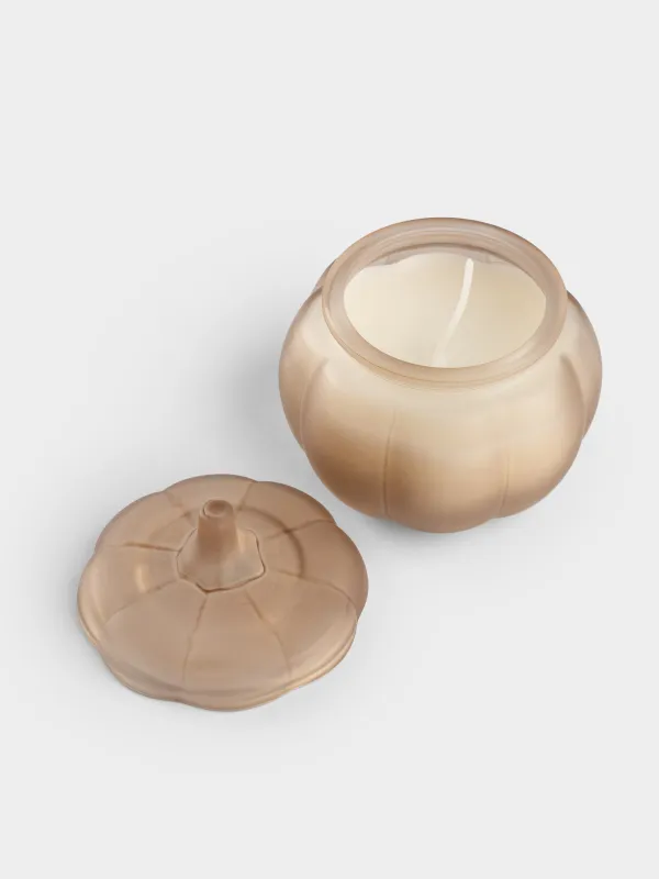 Свеча ароматическая, 8 см, в подсвечнике, с крышкой, стекло, Тыква, White musk warm vanilla, Pumpkin shape, image-4