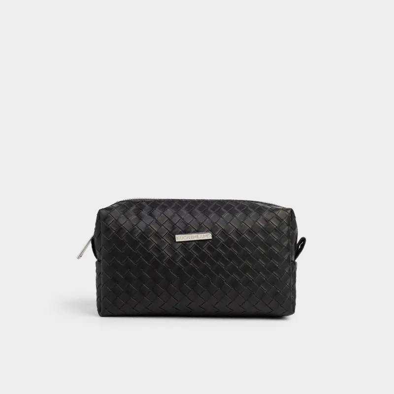 Косметичка, 18х11 см, полиуретан, черная, Sennit