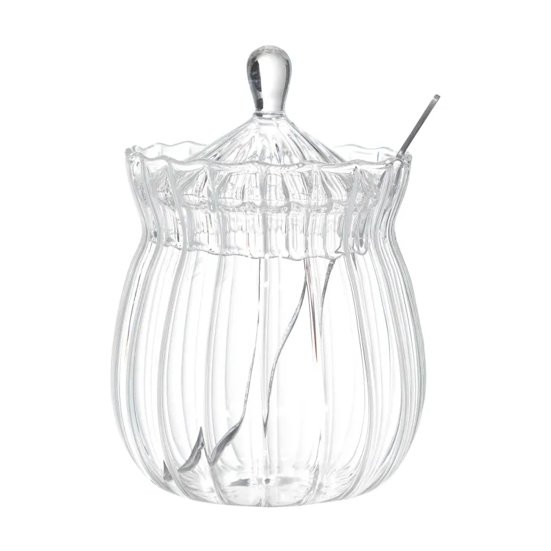 Сахарница, 12 см, 350 мл, с ложкой, стекло Р/сталь, Camellia, image-1