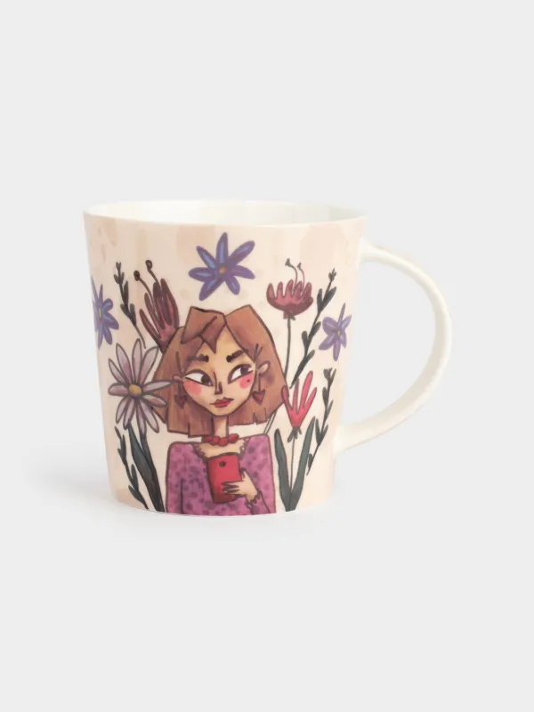 Кружка, 450 мл, фарфор F, молочная, Девушка в цветах, Girls garden, image-0