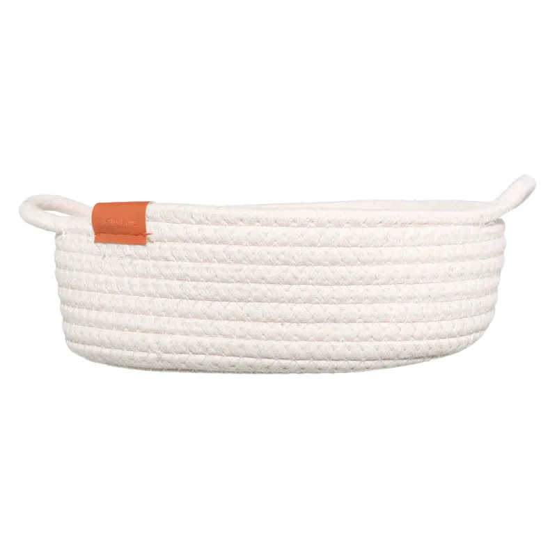 Корзина для хранения, 23х19х8 см, с ручками, хлопок/полиэстер, овальная, молочная, Tote, image-1