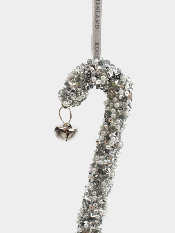 Игрушка елочная, 12 см, пенопласт/пластик, серебристая, Трость с кристаллом, Figure sparkle, image-2