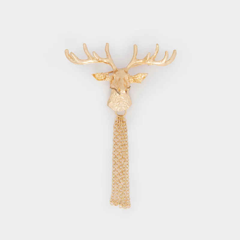 Брошь, 8 см, металл, золотистая, Олень, Jewelry deer
