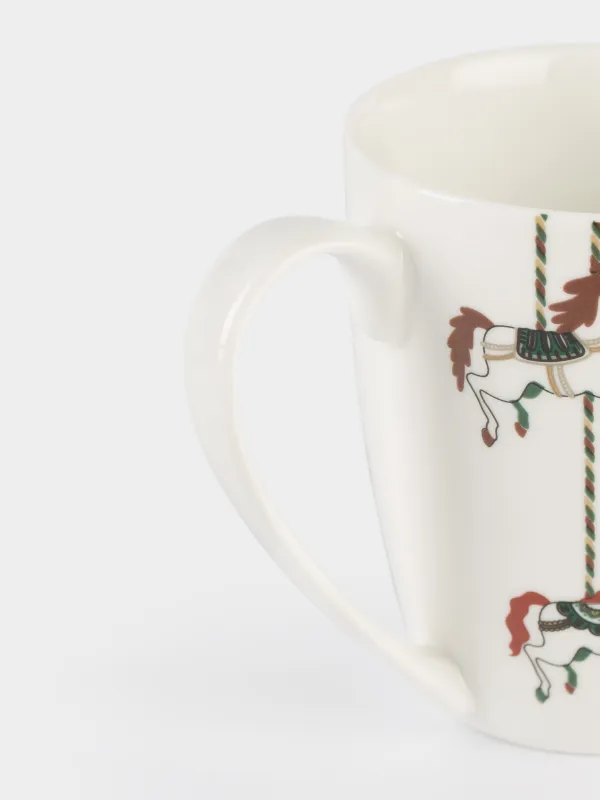 Кружка, 320 мл, фарфор N, белая, Лошадки на карусели, Horse carousel, image-4