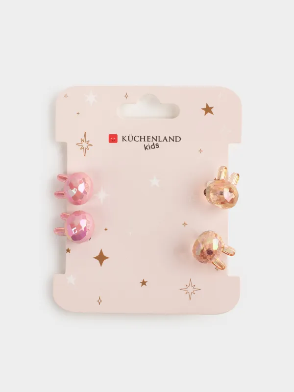 Резинка для волос, 9 см, 2 шт, акрил/полиэстер, розовая, Зайка, Gracile, image-3