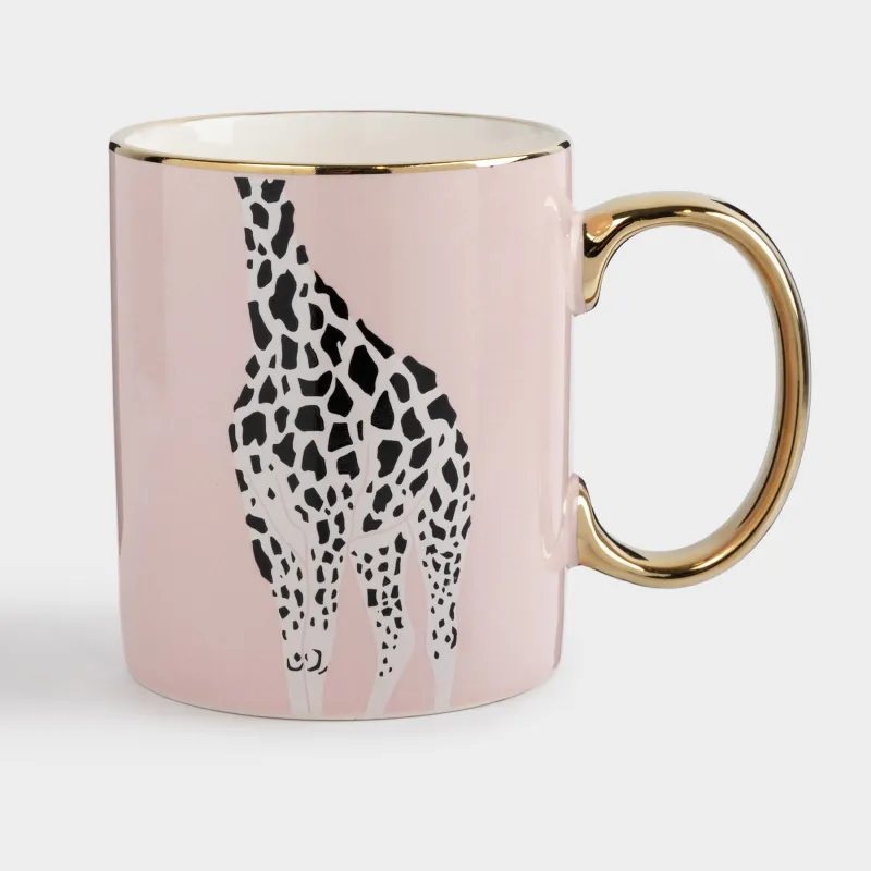 Кружка, 350 мл, фарфор N, розово-золотистая, Жираф, Giraffe