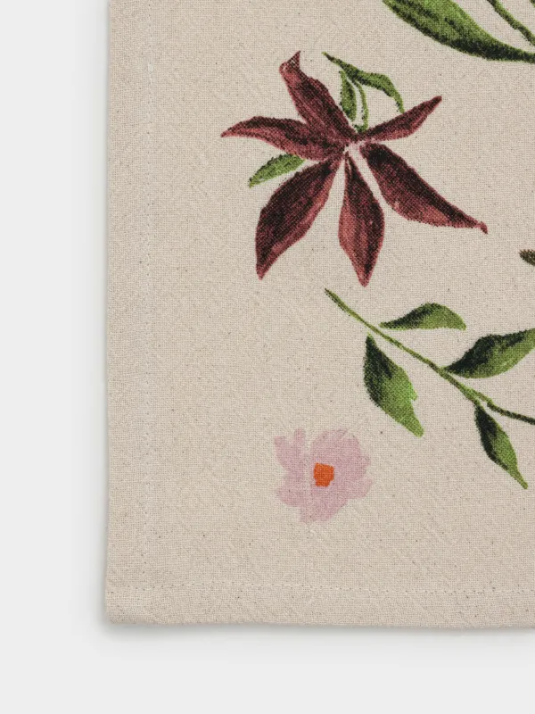 Полотенце кухонное, 40х60 см, хлопок, бежевое, Цветы и листья, Meadow, image-3