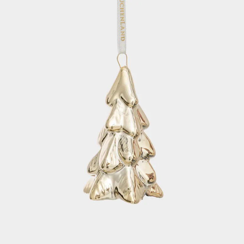 Игрушка елочная, 9 см, фарфор P, золотистая, Елка, Figure christmas