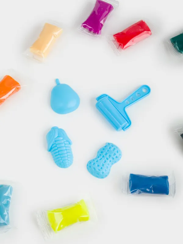 Набор для творчества, 20 пр, пластилин, с формочкой и валиком, синий, Овощи, Childhood, image-3