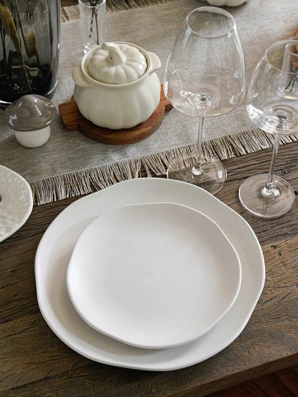 Сервиз обеденный, 6 перс, 18 пр, керамика, молочный, в крапинку, Неровный край, Demicile light, image-8