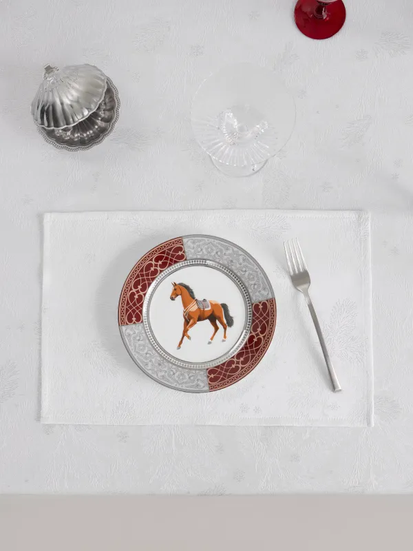 Салфетка под приборы, 30х45 см, жаккард, полиэстер, прямоугольная, белая, Хвойные ветви, Coniferous, image-2