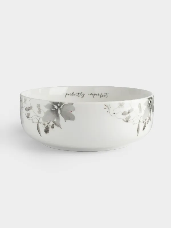 Салатник, 16х6 см, 700 мл, фарфор N, Серые цветы, Watercolor, image-0