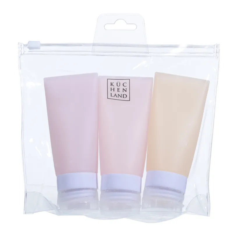 Набор флаконов для путешествий, 3 шт, тюбики, в косметичке, силикон, Travel color, image-2