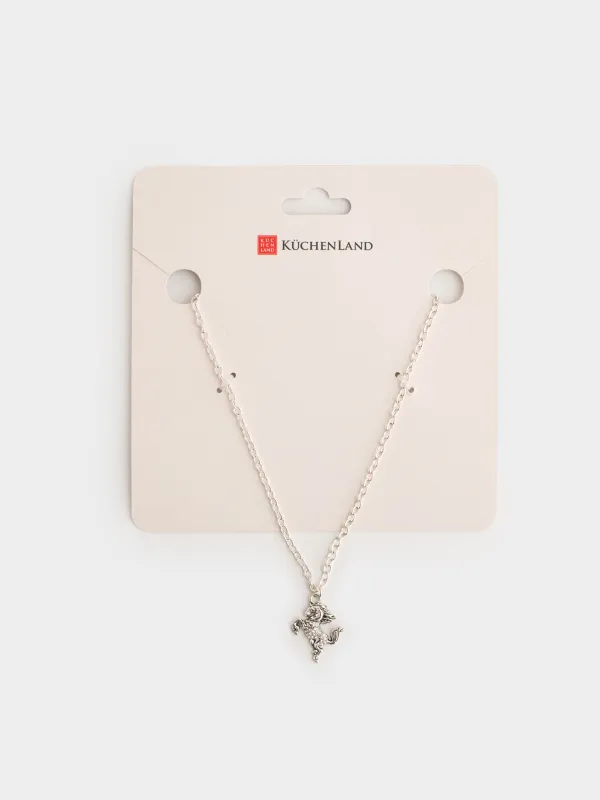 Цепочка, 49 см, с подвеской, металл/стразы, серебристая, Лошадь, Jewelry horse, image-3