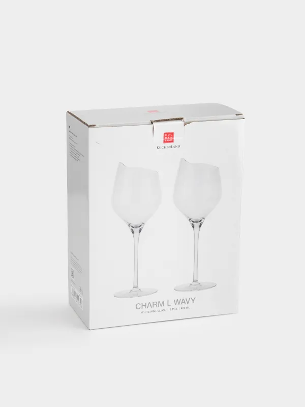 Бокал для белого вина, 400 мл, 2 шт, кристальное стекло, Charm L wavy, image-4