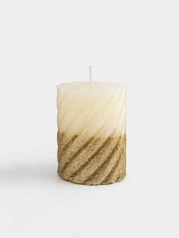 Свеча, 8х10 см, цилиндрическая, с блестками, Spiral shape, image-0