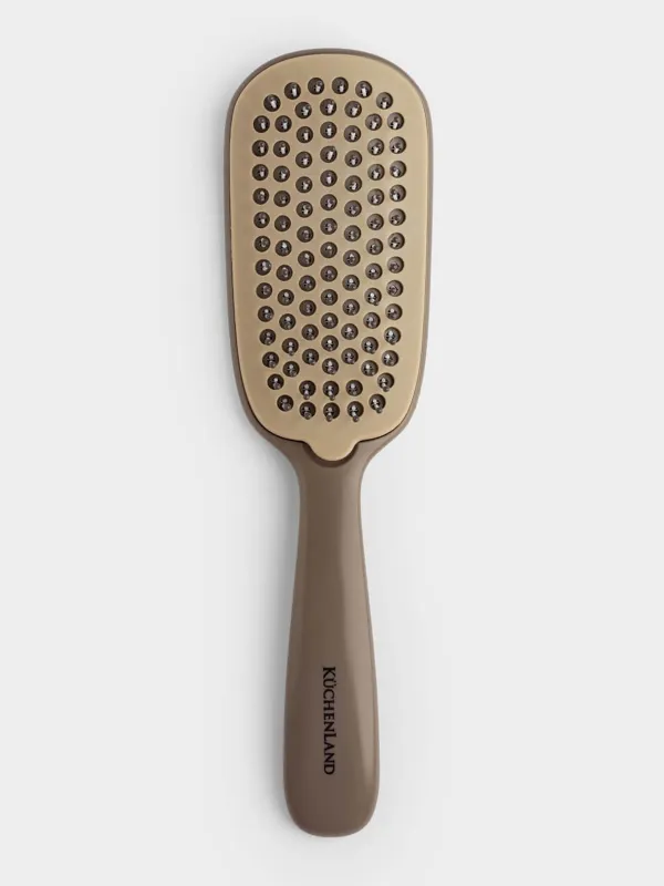 Расческа массажная для волос, 22 см, с насадкой для очищения, пластик, бежевая, Affinity, image-0