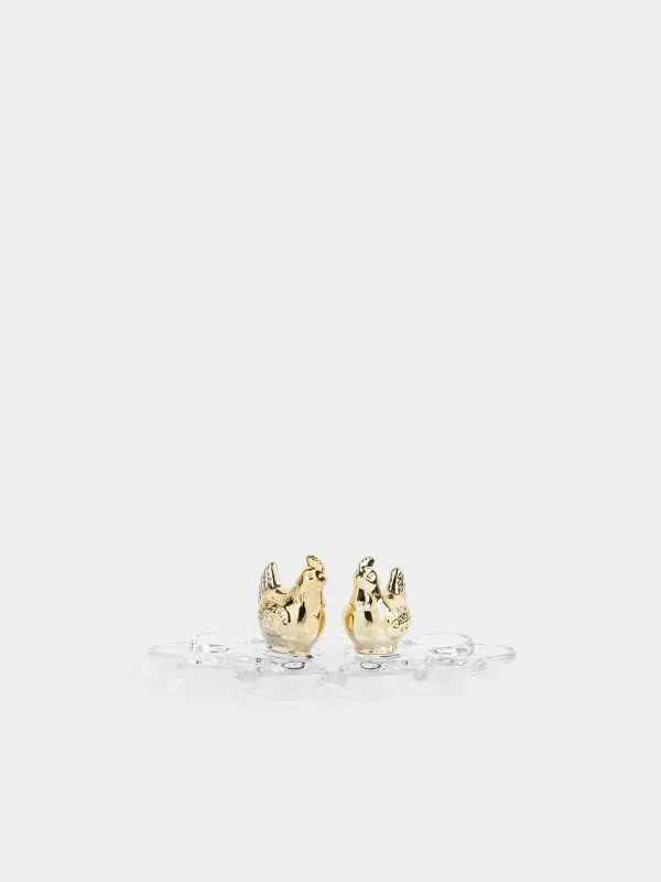 Блюдо пасхальное, 26 см, Золотистые курицы, Clear figure, image-0