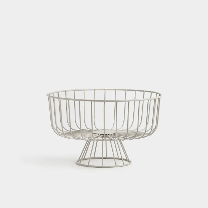 Корзина для фруктов, 28х18 см, на ножке, металл, серо-бежевая, Twist beige