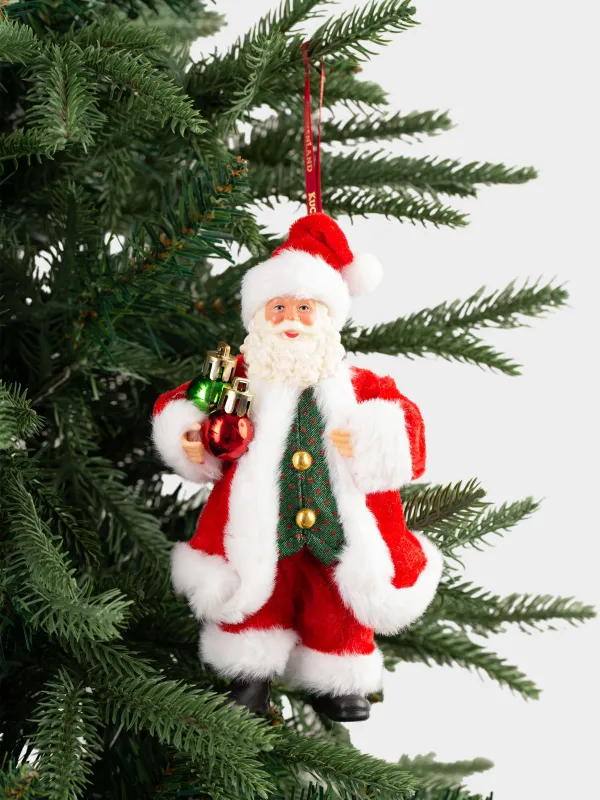 Игрушка елочная, 18 см, пластик/полиэстер, красная, Санта с игрушками, Magic time, image-3