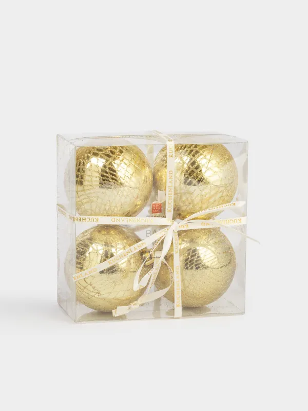 Игрушка елочная, 6 см, 4 шт, пластик, шампань, Шар, Ball sparkle, image-2
