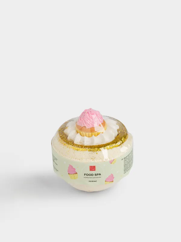 Бомбочка для ванны, 130 гр, с игрушкой, желтая, Печенье, Капкейк, Food spa, image-3