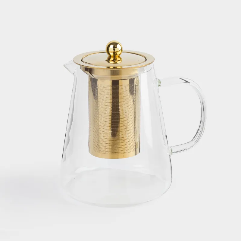 Набор чайный, 2 перс, 3 пр, стекло Б/сталь, золотистый, Air, image-1