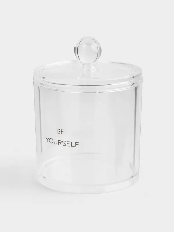 Контейнер для ватных дисков/палочек, 10х13 см, с крышкой, пластик, Basic font, image-1