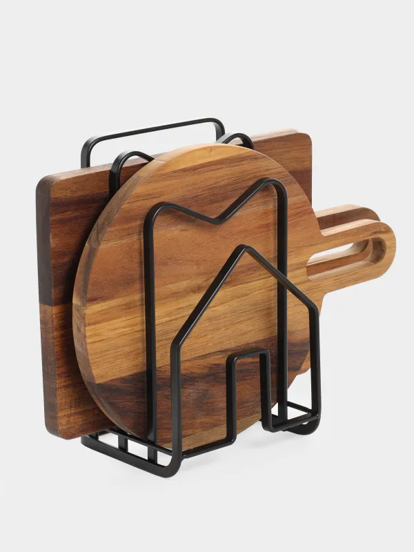 Подставка-органайзер для разделочных досок и крышек, 21x12 см, 3 отд, металл, черная, Дом, Twist black, image-2