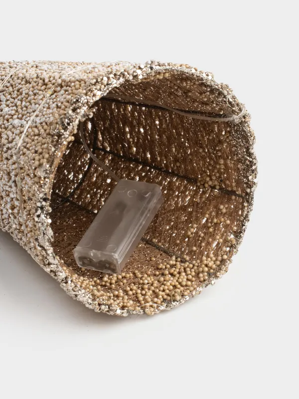 Ель-конус, 60 см, с подсветкой, полиэстер/металл, шампань, Заснеженная ель, Frosty sparks, image-4