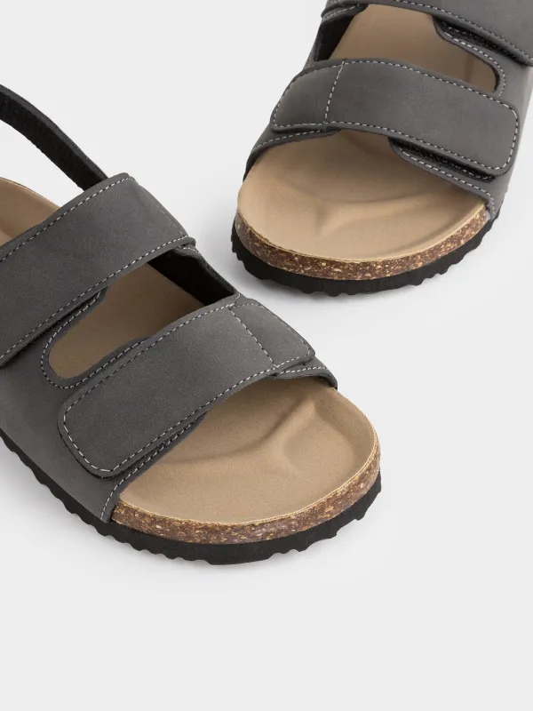 Сандалии детские, для мальчиков, на липучке, искусственная замша, серые, Suede kids, image-5