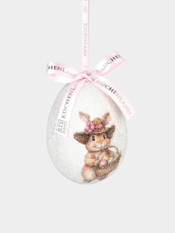 Подвеска, пасхальное яйцо, 10 см, Кролик с корзинкой, Easter, image-1