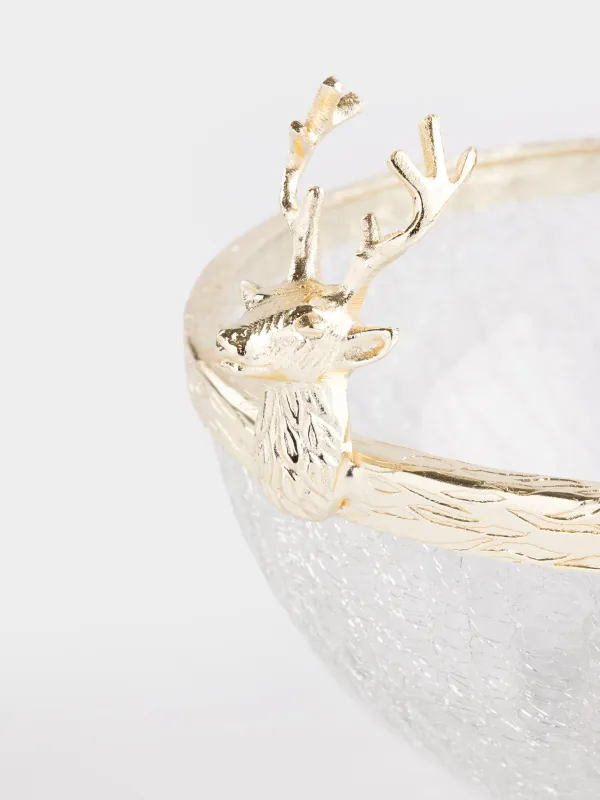 Салатник, 20х16 см, 1,5 л, стекло/металл, золотистый, Олень, Arctic deer, image-5