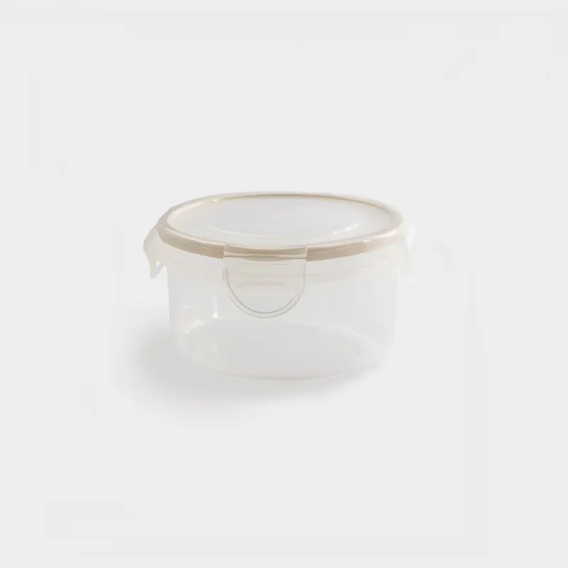 Контейнер, 400 мл, с клипсами, пластик/силикон, круглый, бежевый, Roomy clip