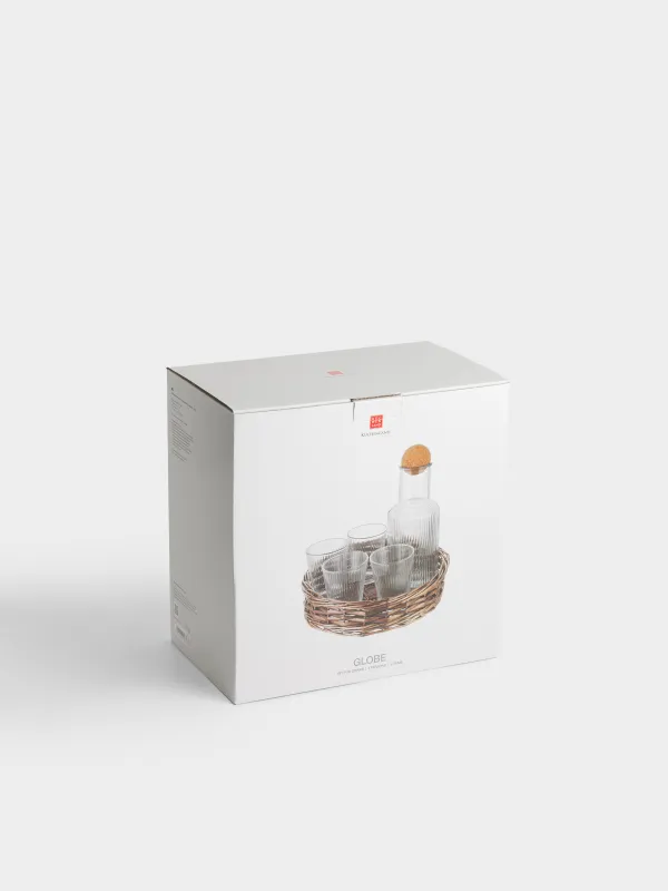 Набор для напитков, 4 перс, 5 пр, на подставке, стекло/плетень/пробка, Шар, Globe, image-4