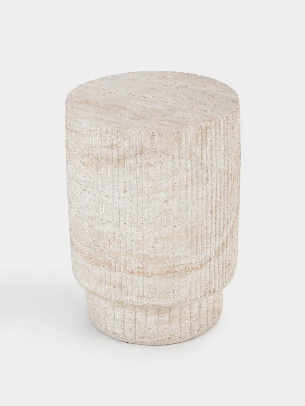 Столик кофейный, 47х34 см, магний/стекловолокно, круглый, бежевый, Antic, image-1