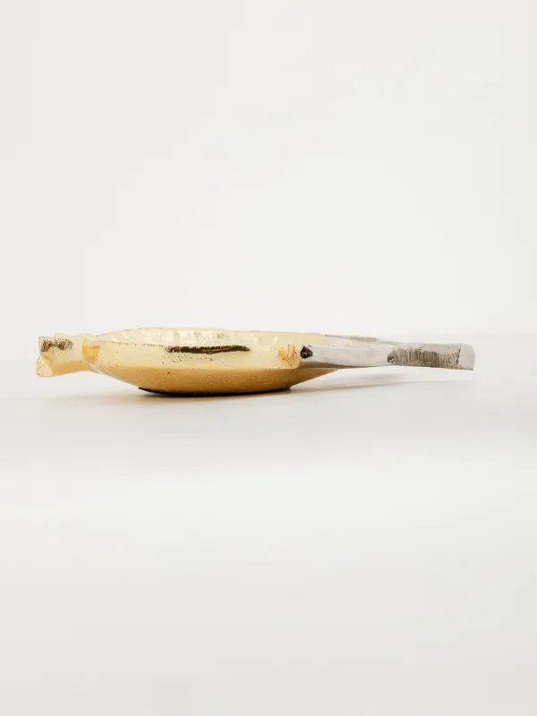 Блюдо декоративное, 10x12 см, металл, золотисто-серебристое, Гранат на ветке, Pomegranate gold, image-3