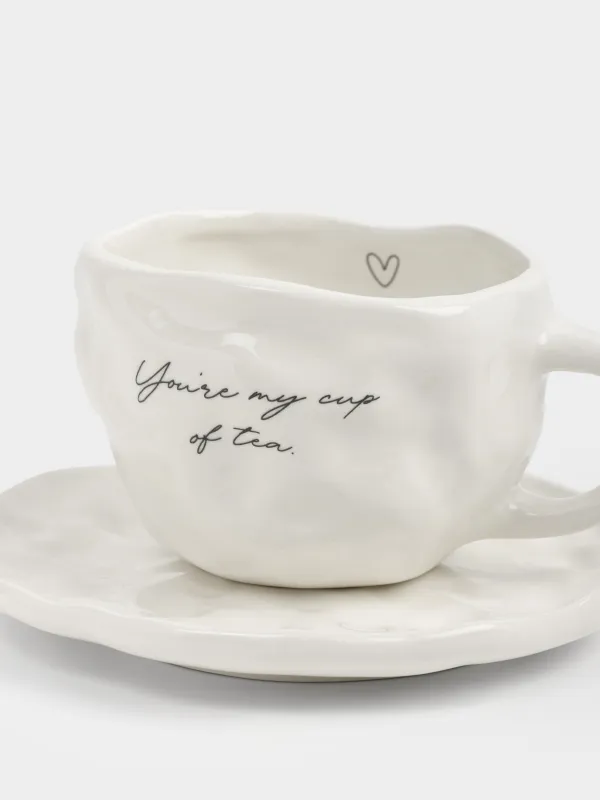 Пара чайная, 1 перс, 2 пр, 300 мл, керамика D, молочная, You're my cup of tea, Crumple amour, image-1