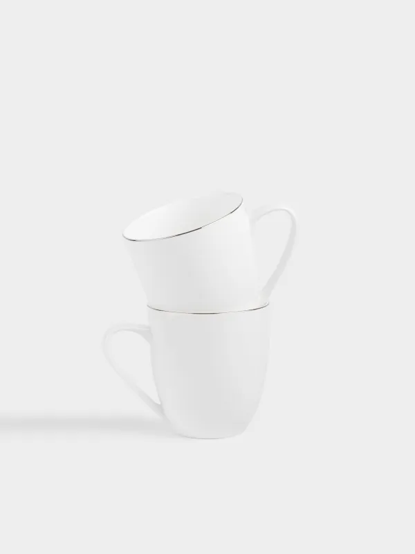Кружка, с серебристым кантом, белая, Ideal silver, image-0
