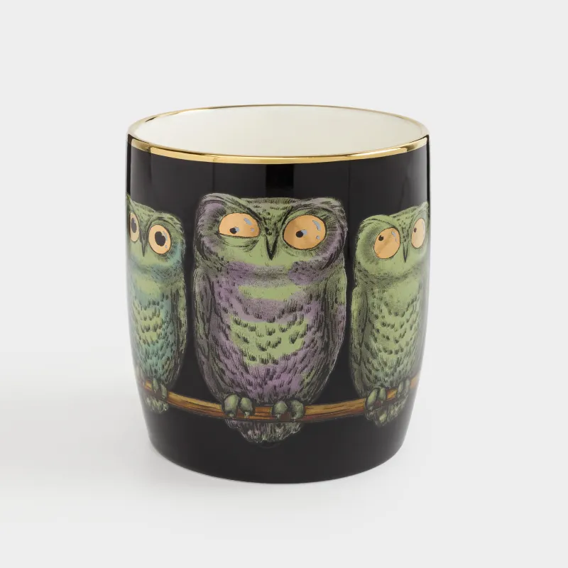 Кружка, 380 мл, фарфор N, черно-золотистая, Совы, Owl, image-3