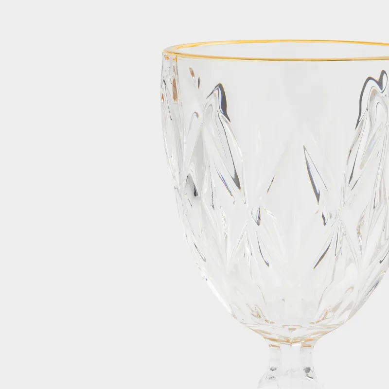 Бокал-кубок для вина, 300 мл, стекло Р, с золотистым кантом, Rhomb gold, image-4