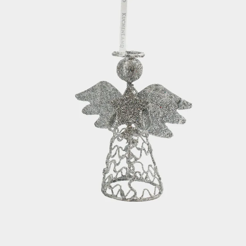 Игрушка елочная, 15 см, металл, серебристая, Ангел, Angel sparks