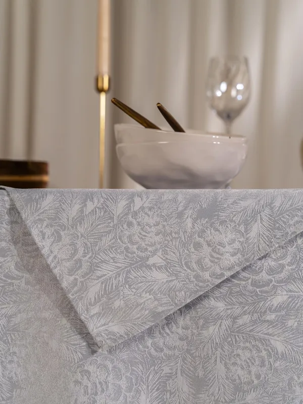 Салфетка под приборы, 30х45 см, жаккард, полиэстер, прямоугольная, серая, Шишки, Spruce cones, image-4