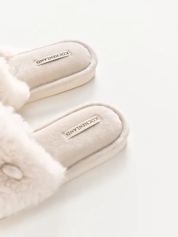 Тапочки женские, домашние, молочные, Fur, image-4
