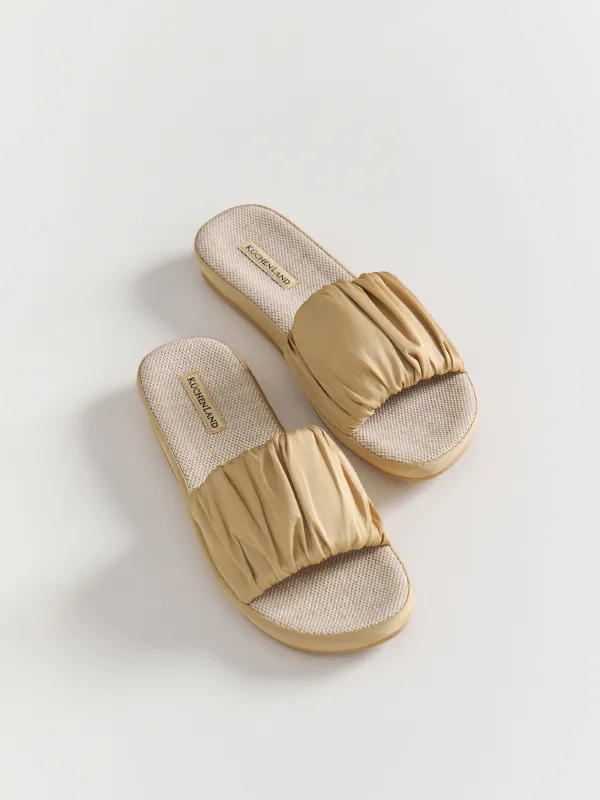 Тапочки женские, домашние, полиэстер/хлопок, бежевые, Everleigh, image-3