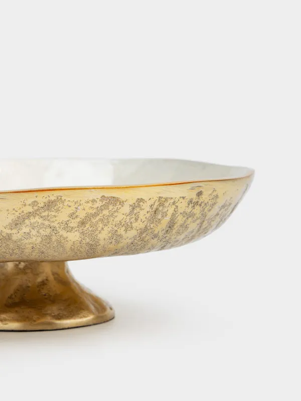 Блюдо на ножке, 23х8 см, металл, молочно-золотистое, Fantastic gold, image-2