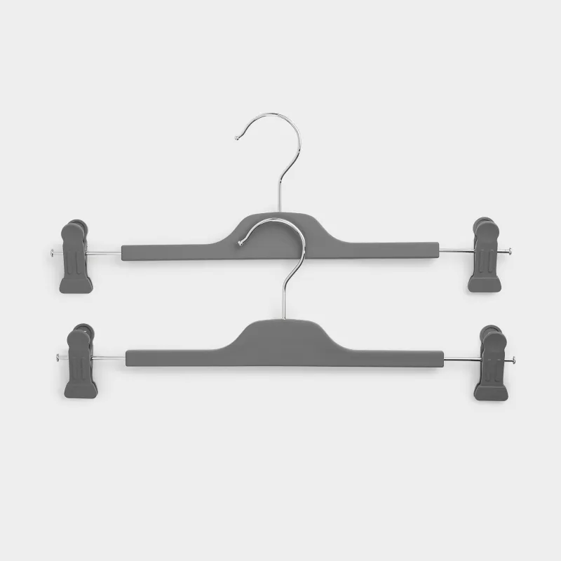 Вешалка для брюк/юбок, 35 см, 2 шт, с зажимами, пластик с покрытием, серая, Fun house